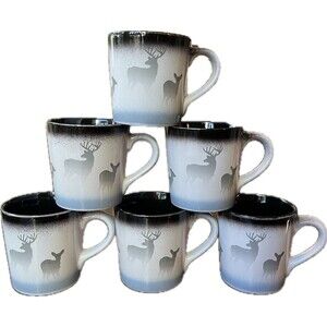 LOT of 6 Cabela's Morning Mist Coffee Mug Deer Hunting Outdoors 10 oz